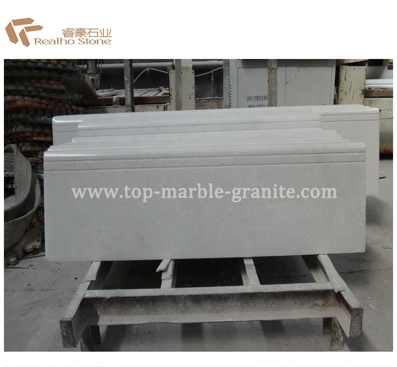 White marble step with anti slip strip White marble step with anti slip strip