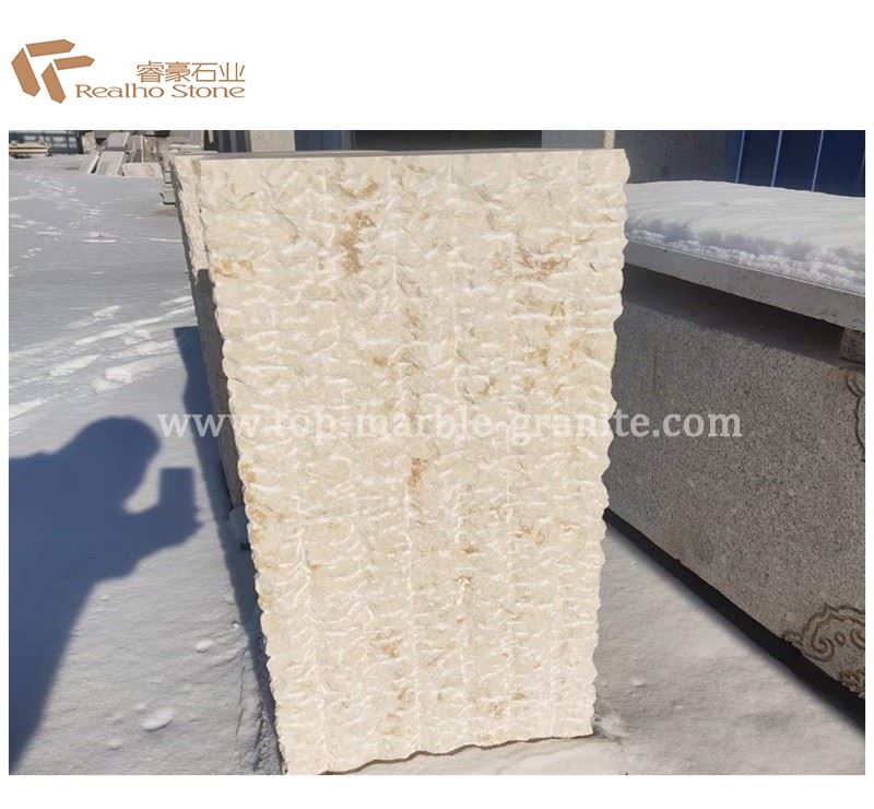 Beige travertine plinth
