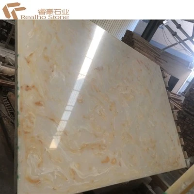 จีนเทียมสีเหลือง Onyx หินอ่อนราคามะม่วง ONYX PANEL WALL WALL