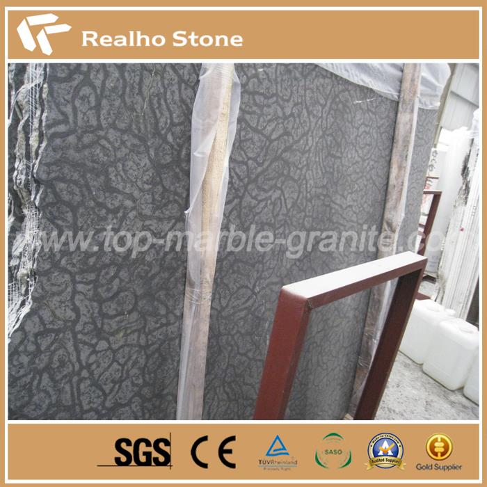 Turtle Venato Black Oracle Marble With Antique Surface