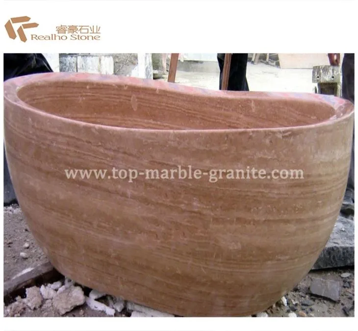 beige travertine bathtub