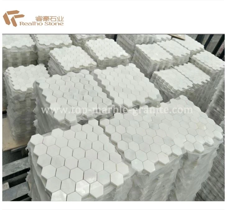 Hexagonal Tiles Sheet Pure White Jade Mosaic